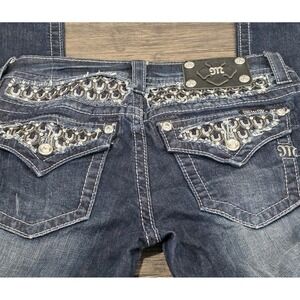 Miss Me Skinny Jeans Women's Size 27 x 30 Blue Wash Denim Rhinestones